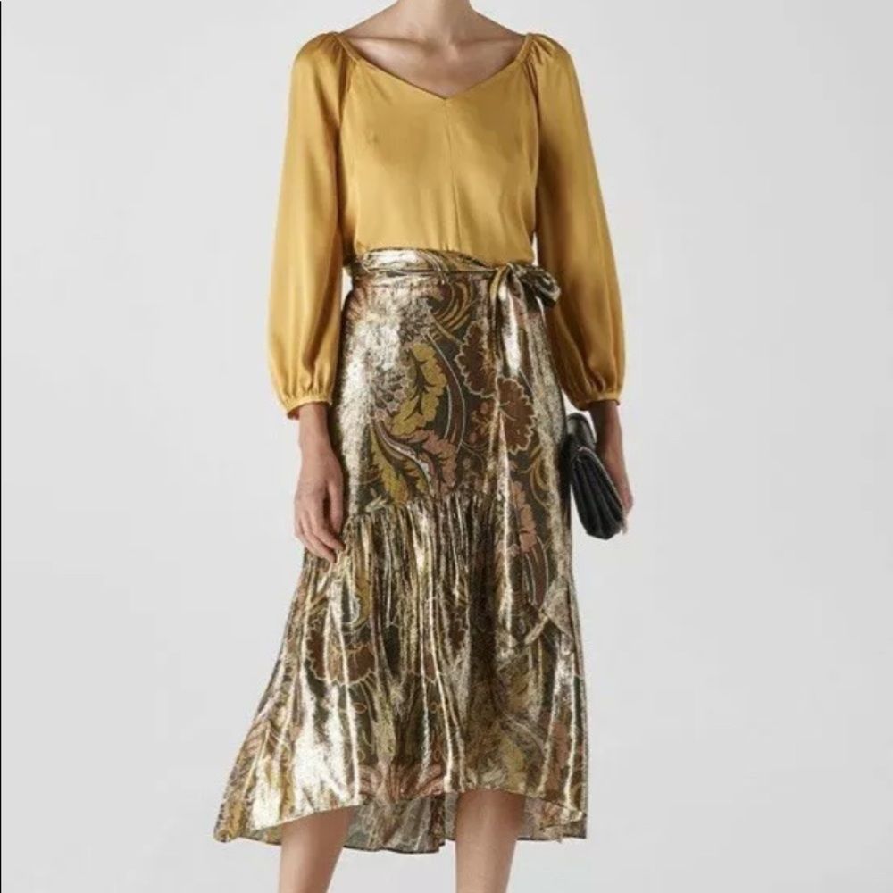 NWT Whistles paisley skirt beautiful golden midi!